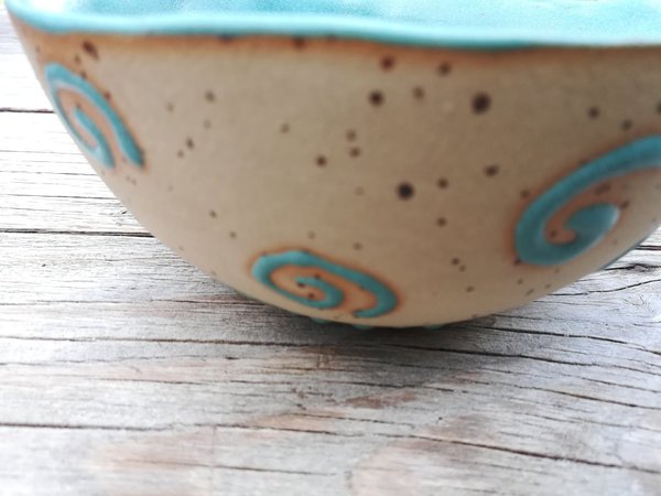 Keramik Räucherschale natür/grün - 100 % handgefertigt - Höhe 5,5 cm, Durchmesser 13,0 cm