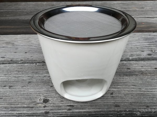 Keramik Räuchergefäß naturweiß  - 100 % handgefertigt mit Räuchersieb 12,5 cm, Größe: H: 10,5 cm