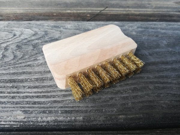 Bürste aus Holz mit Messingborsten zum Reinigen von Sieben - Länge 7,5 cm