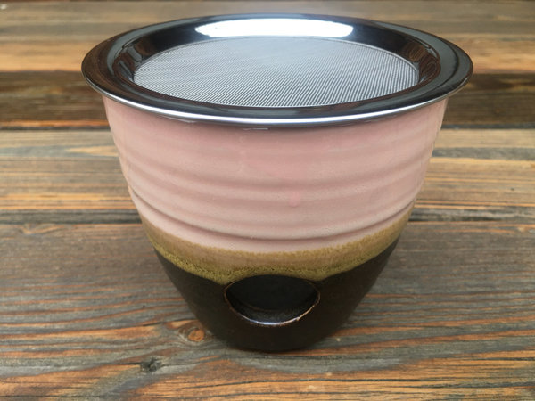 Keramik Räuchergefäß altrosa & braun 100% handgefertigt mit Räuchersieb 12,5 cm